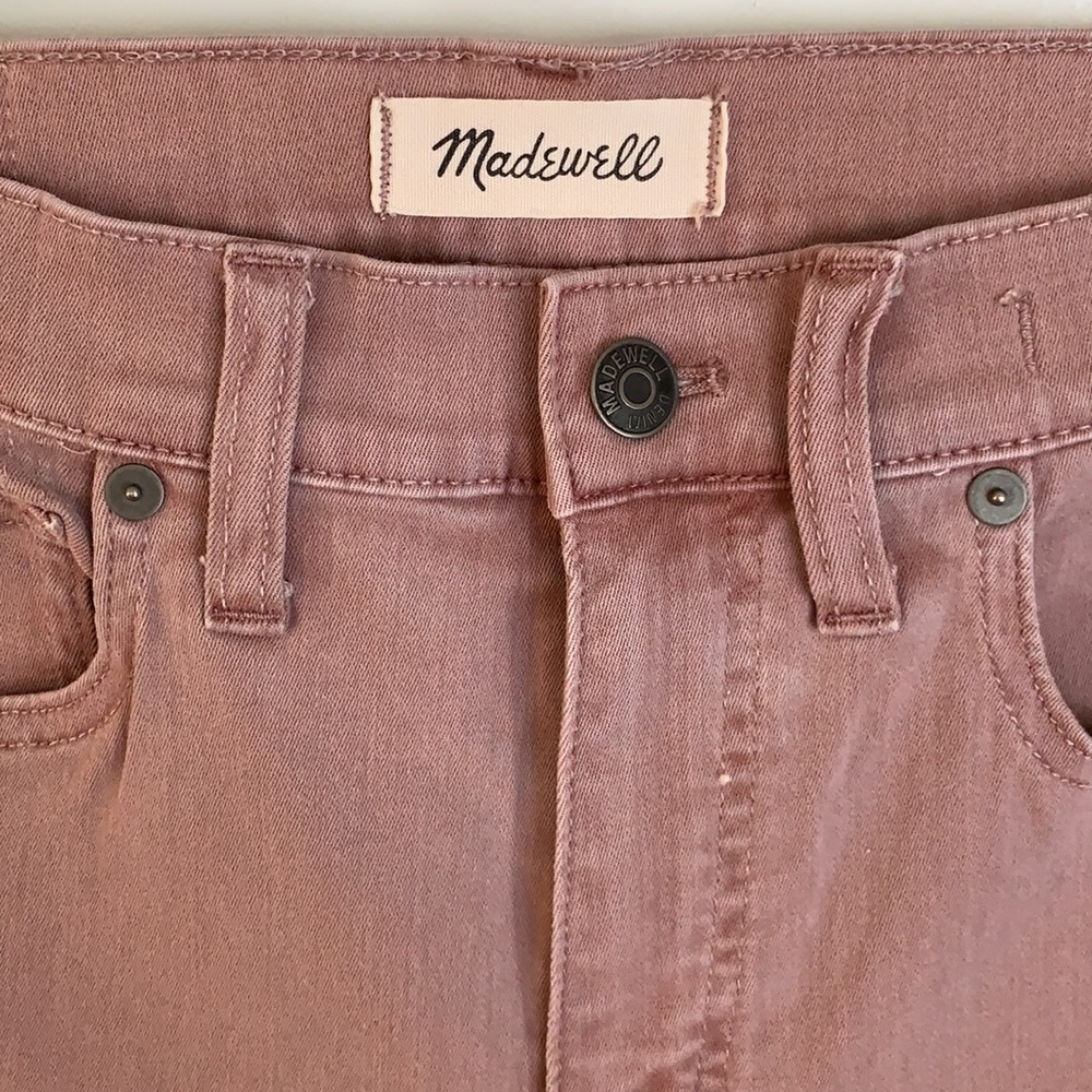 Madewell dusty rose colored high rise skinnies